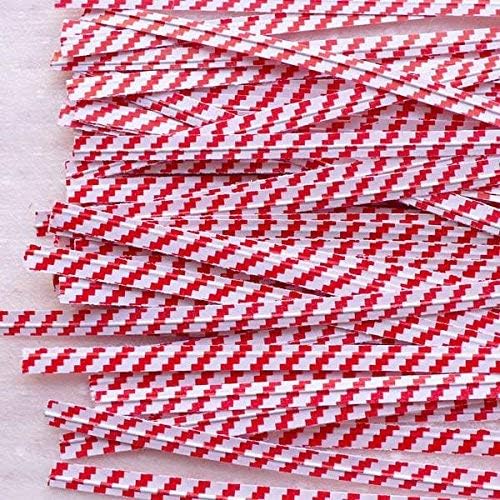 2000 11" Red & White Twist Ties Plastic Coated No Rip Paper Ties Cello General Use (Red & White)