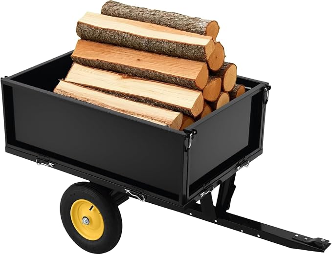 500 LBS Heavy-Duty Steel Dump Cart,Tow-Behind ATV & Lawn Tractor Utility Trailer with Removable Tailgate, 17 Cu.Ft Capacity Garden Cart for Lawn, Garden, Landscaping & Hauling, Fits ATV, UTV