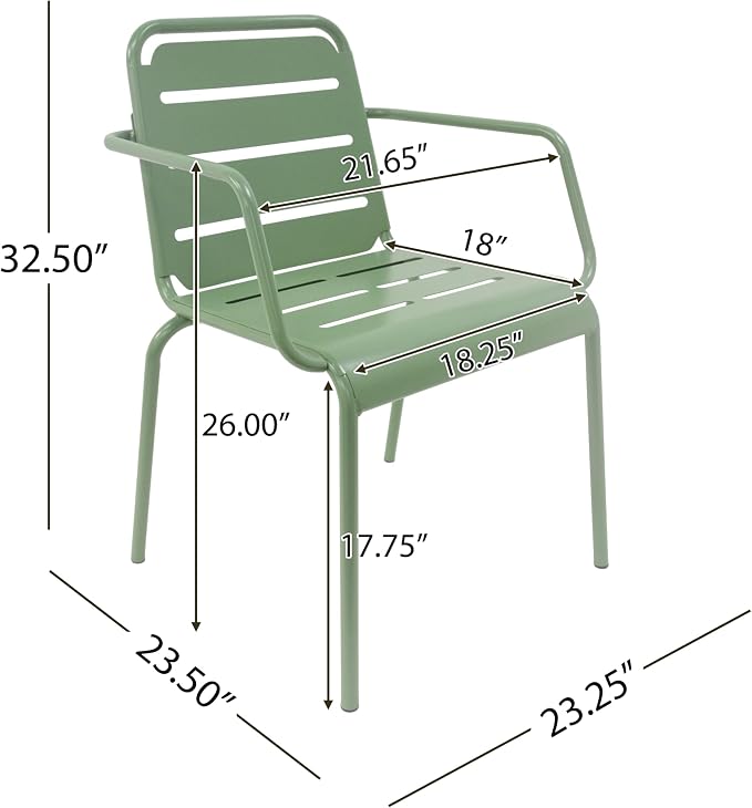 Christopher Knight Home Jodi Outdoor Bistro Set, 3-Piece Bistro Table and Chairs Set of 2, Patio Furniture Set with Iron Frame, Patio Conversation Set for Poolside/Garden Cafeteria, Matte Green