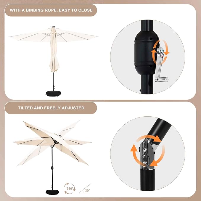 Sundale Outdoor Olefin 5-Year-Non-Fading Patio Umbrella with Sand Bag Base, Outdoor Umbrella with Tilt and Crank, Red