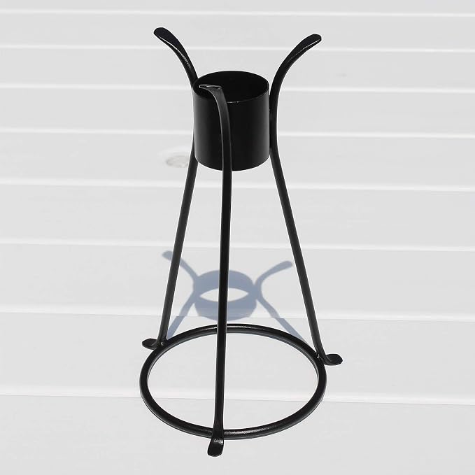 Alpine 10" Blue Outdoor Glass Gazing Globe with Achla Designs 13 1/2" Black Iron Stand for Gardens