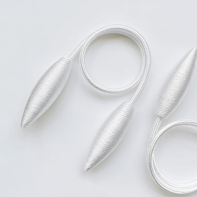 Valea Home 4 Pieces Curtain Tiebacks Clips Creative Window Drape Twist Tie Backs European Style Custom Made Curtain Holders Decorative Draperies Holdbacks, White