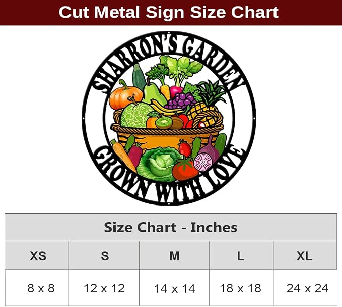 MeMate Vegetable Garden Sign Outdoor Decor, Garden Signs to Personalize, Personalized Metal Decorations, Custom Name Plaques for Men Women Mom Dad Potting Shed She Shed