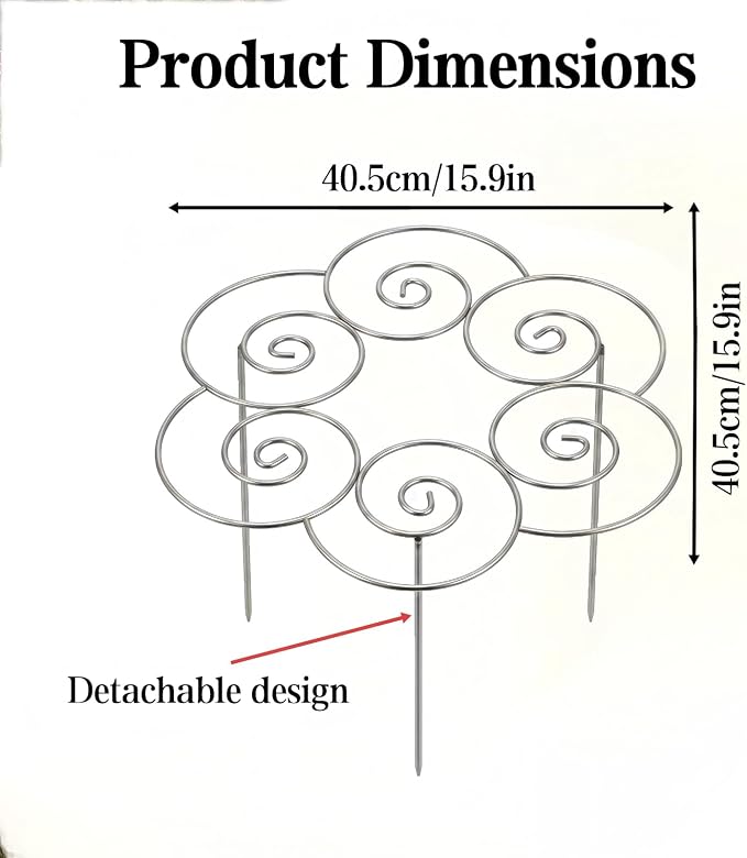Peony Cages and Supports, Plant Support Garden Stakes, Metal Plant Support Ring for Garden, Plants Supports Cage, for Clump-Forming Flowers and Plants Such as Peonies, Roses, and Dahlias (M(15.7in))