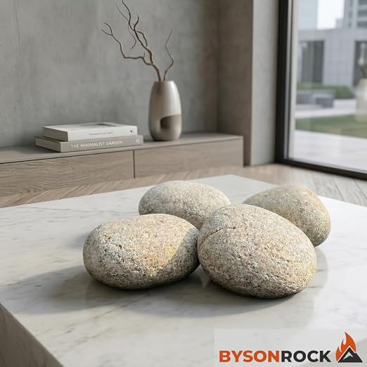 Giant Natural Beige Beach Rocks, 4 Large Stones, Size 5-8 Inch, (10–14 lbs), Large Decorative Garden Rocks for Landscaping, Planters, Aquariums & Painting