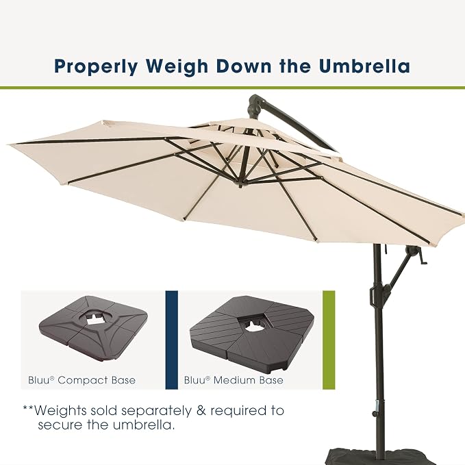 WUFF Bluu 10ft Patio Offset Umbrella Cantilever Umbrella Hanging Market Umbrella