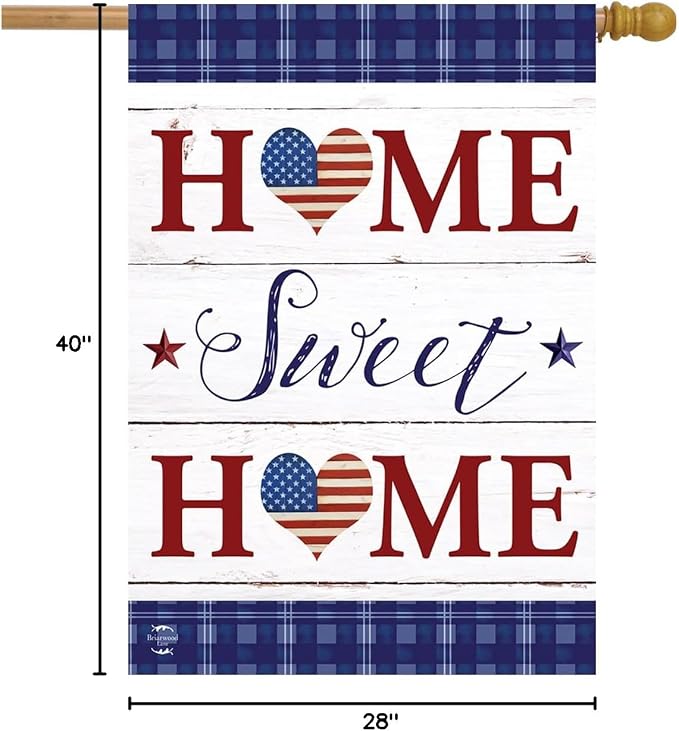 Patriotic Home Sweet Home Double-Sided House Flag 28" x 40" Briarwood Lane