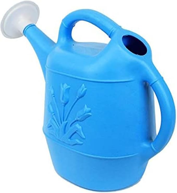 Union Products 63066 2 Gallon Plastic Indoor/Outdoor Watering Can w/Tulip Design for Garden, Potted Plants, & Patio Pots, Caribbean Blue, 3 Pack