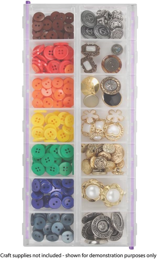 Craft Mates Craft & Sewing Supplies Organizer, 14 Locking Compartments, 3XL | Clear Plastic Storage for Buttons, Pins, Jewelry, Diamond Art & Craft Supplies, Large Portable Organizer for Crafters
