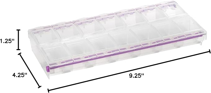 Craft Mates Bead Organizer and Plastic Storage Containers for Crafts, Buttons, Pins and More, 14 Locking Compartments, 2XL, Clear Lids | Clear Plastic Storage for Buttons, Pins, Jewelry, Diamond Art & Craft Supplies, Large Portable Organizer for Crafters