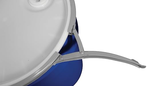 Eagle 30 Gallon Drum with Bung Lid and Metal Lever-Lock, 28.5"x21.1", Open Head Lab Pack Plastic Drum Made of Durable, Lightweight HDPE, Withstands Weather and Chemicals, Made in USA, Blue, 1601MBBG