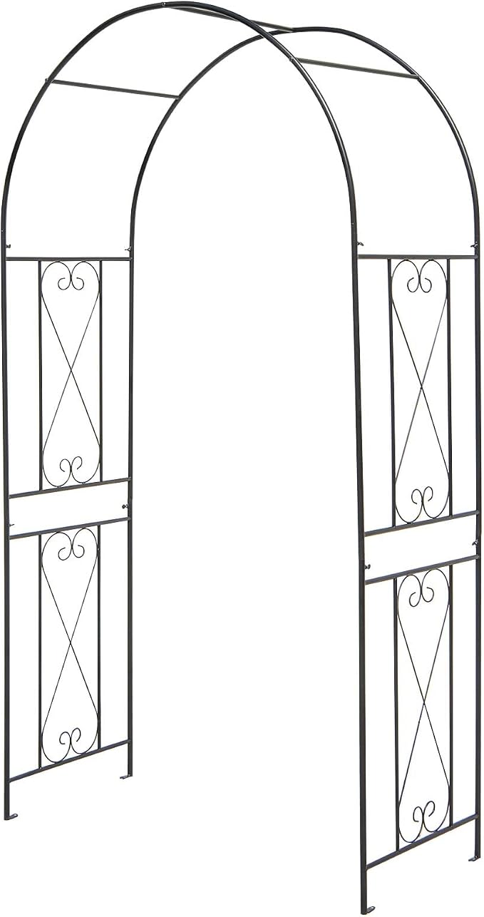 Moccha Garden Arch, 7.2Ft Metal Arbor for Climbing Plants, Vines, Roses, Outdoor Pergola Trellis with Stakes, Wide Garden Archway Arbor Trellis for Lawn Wedding