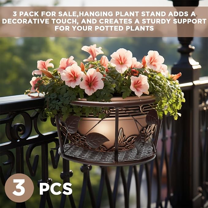 Hanging Flower Pots for Home Kitchens are Commonly Used On Balconies with Iron Hollow Hanging Leaves to Decorate The Stable Garden Green Well Hanging Flower Baskets (Champagne)