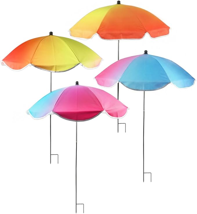 4 Pack Upgraded Plant Umbrellas for Outdoor Plants, 24.8" Larger Garden Plant Umbrella Shade with Adjustable Angle, 40" Higher Sun Shade for Plants, Potted Plant, Garden Beds