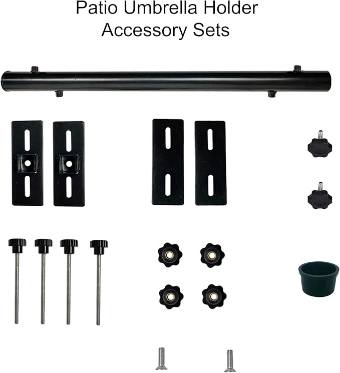 Patio Umbrella Holder, Heavy-Duty Metal Mount Stand for Deck - Sturdy Base for Railing-Mounted Clamps With Pole Maximizing Balcony Space and Shade