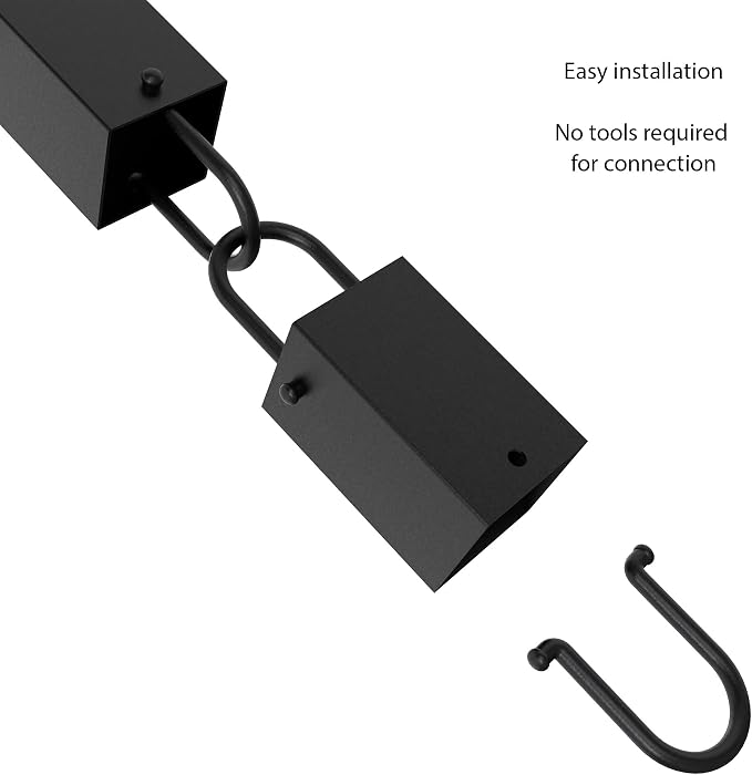 Rain Chains Direct Square Link Rain Chain Extension, 3 Feet in Length, Aluminum, Black Powder Coated, Functional and Decorative Replacement for Gutter Downspouts