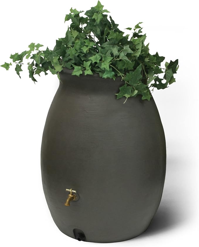 Algreen Products Castilla Rain Barrel 50-Gallon, Brownstone