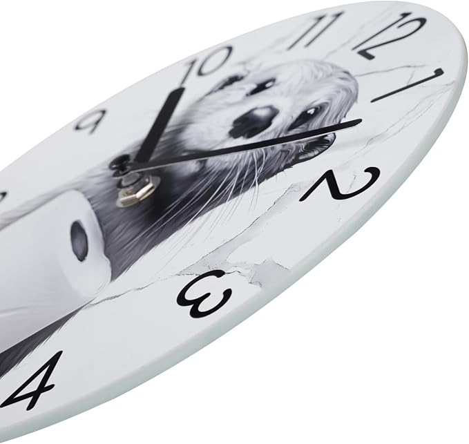 Crosstime Bathroom Wall Clock Modern Style Waterproof Glass Clock for Bathroom, Shower, Pool Decor - 8 Inch,Toilet Paper in Little Funny Otter's Hand Animal Theme
