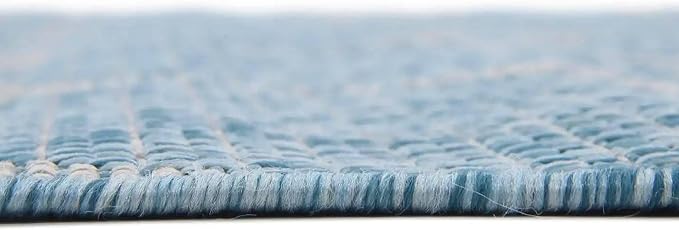 Unique Loom Outdoor Trellis Collection Area Rug (3' 3" x 5' 3" Rectangle, Aquamarine/ Gray)
