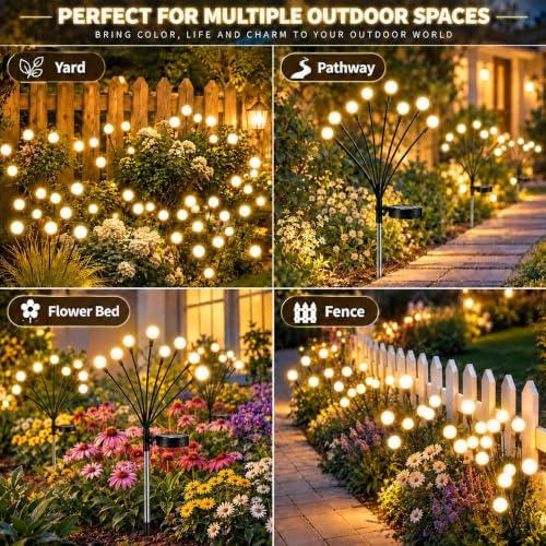 4 Pack Solar Garden Lights, 32 LED Firely Lights Outdoor - Image 7