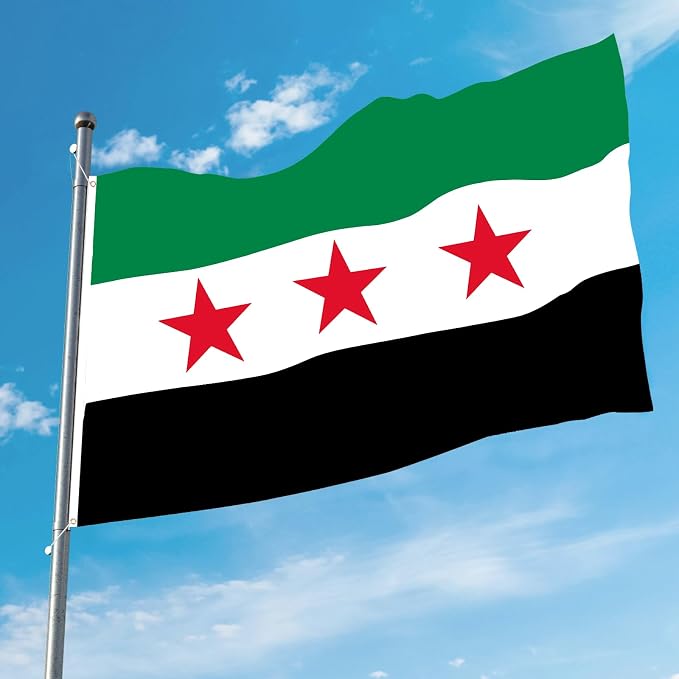 AhfuLife Syria Flag 3x5 Ft, Large Syrian Flags for Outside - Double Side with Brass Eyelets for Olympic Party Decorations, Soccer Party Decoration Bar Garden Street Decoration Indoor Outdoor