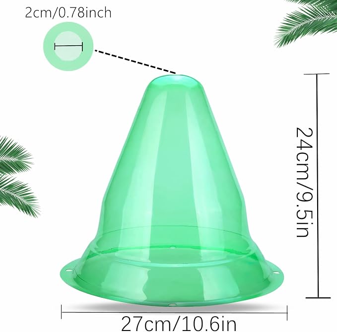 【10 Pieces】 Garden Cloches for Plants, Large Plant Covers Plant Protectors Transparent Bell Jar Cloches to Protect Plants from Birds, Slugs, Frost, Freeze Weather, 10.6" D x 9.5" H, Green