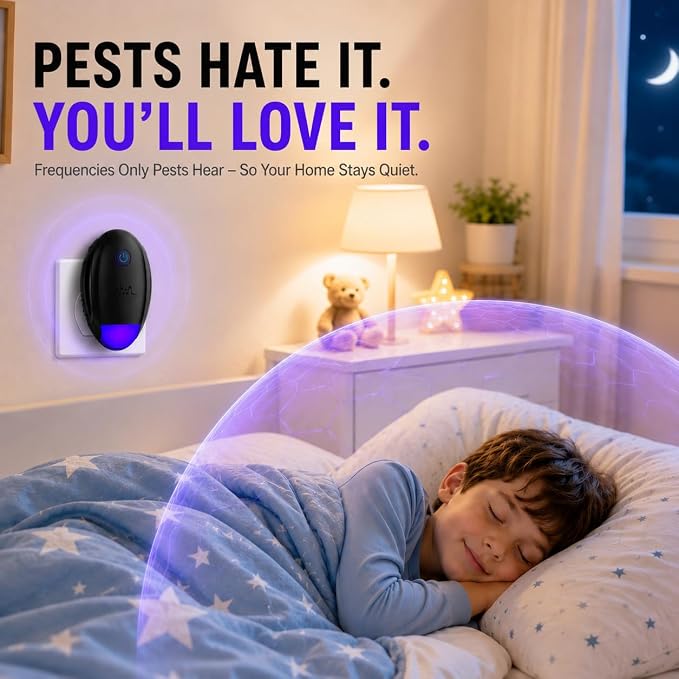 Upgraded Ultrasonic Repeller, Indoor Ultrasonic Repellent, Electronic Plug in Pest Control Device for Bugs, Mosquitoes, Roaches, Ants, Rodents, Mice, Spiders for Home, Warehouse, Garage