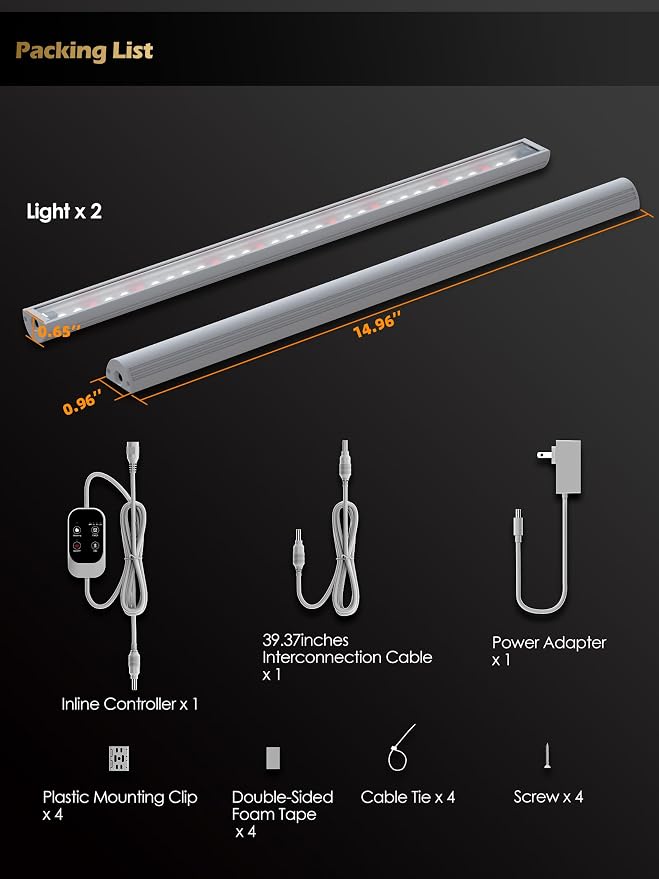 T5 Smart Grow Light for Indoor Plants,3500K Full Spectrum LED Plant Light Strips with 3/9/12H Auto Timer,Stepless Dimming,Modular Design,Plug and Play (White, 2 Pack)