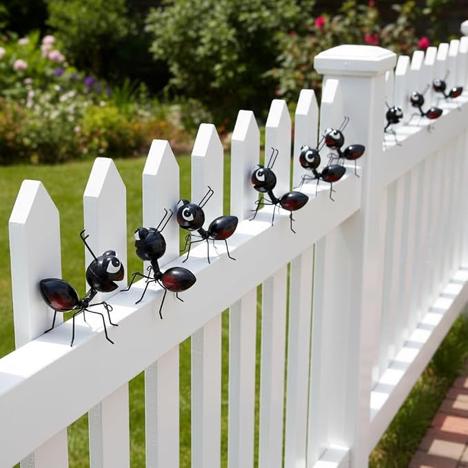 Cruis Cuka Metal Yard Art Garden Decor for Outside Cute Ants Yard Decorations Outdoor Lawn Ornaments Backyard Gifts for Mom - Set of 8(All Black)