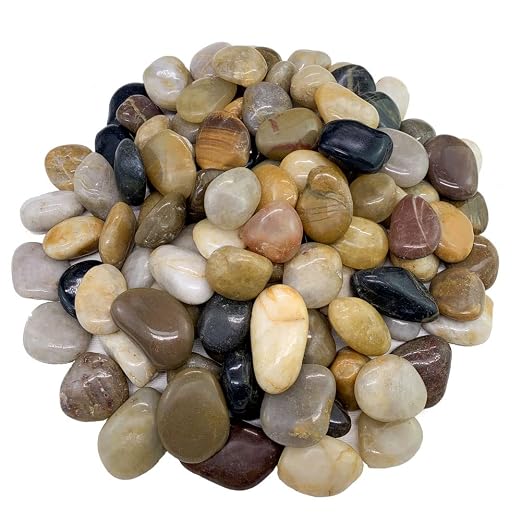 FANTIAN Pebbles for Indoor Plants, Mixed Color Polished River Rocks Decorative Stones for Garden, Aquarium, Vase Fillers, Outdoor Landscaping and Backyard(1-2 inch,40 Pounds)