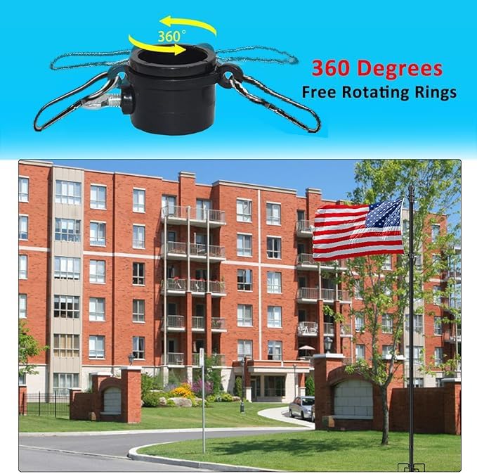10 Foot Flag Poles for Outside House Inground with 3x5 American Flags,Heavy Duty Stainless Steel Flag Pole in Ground with 5 Pronges Base,Inground Flag Poles for Residential Garden Yard