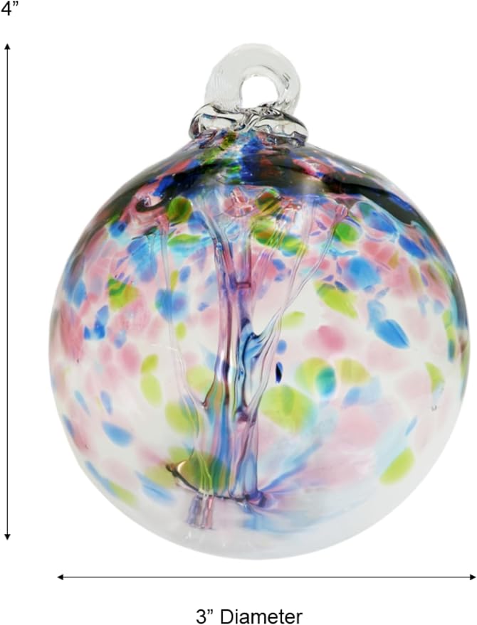 Dale Tiffany Hand Blown Glass, 3" Diameter Hope, Tree of Life Collection, Witch Globe Hanging Garden Indoor/Outdoor Decorative Ornament Gazing Ball