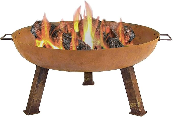 Sunnydaze Cast Iron Heavy Duty Fire Pit for Outside - Wood Burning Outdoor Fire Pit Bowl with Handles for Patio, Backyard, Camping - 30" - Rust