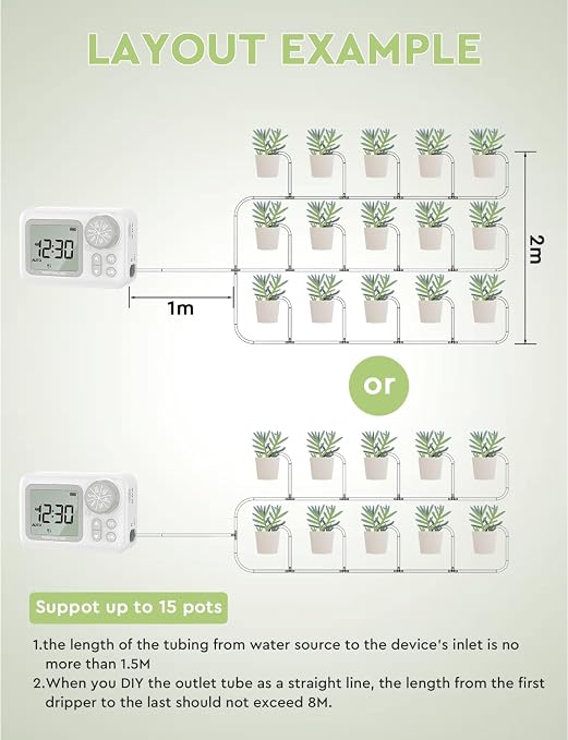 Automatic Watering System, 15 Potted Indoor Houseplants Support Plant Waterer, Vacation Plant Watering Devices, with Digital Programmable Water Timer