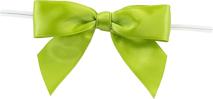 Reliant Ribbon 5170-53505-3X2 Satin Twist Tie Bows - Large Bows, 7/8 Inch X 100 Pieces, Green Grass
