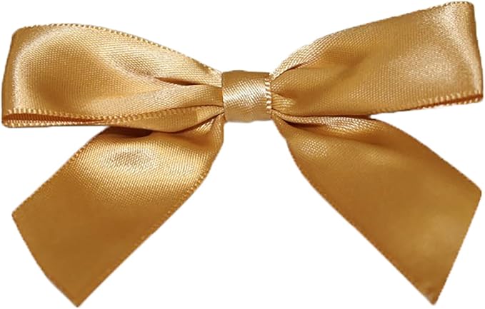 Reliant Ribbon 5170-97405-3X2 Satin Twist Tie Bows - Large Bows, 7/8 Inch X 100 Pieces, Antique Gold