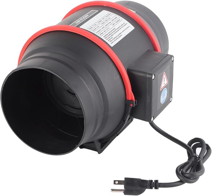 Srliya 6in Quiet Ventilation Fan with High Density Inclined Blades, IPX2 for Grow Tent Planting Indoor Place, Performance: Oblique Supercharging (US Plug110V)