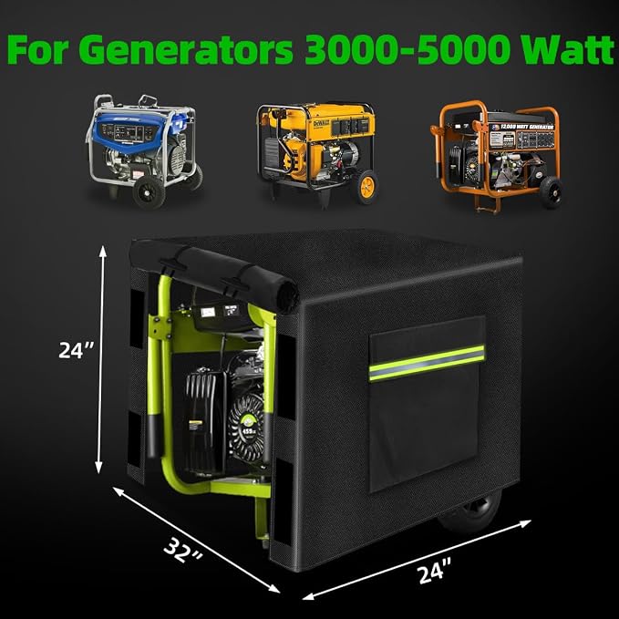 Outdoor Generator Cover While Running, 600D Polyester Waterproof Generator Covers for Outside Fade and Tear Resistant, All-weather Generator Enclosure 32”Lx24”Wx24”H (Black)