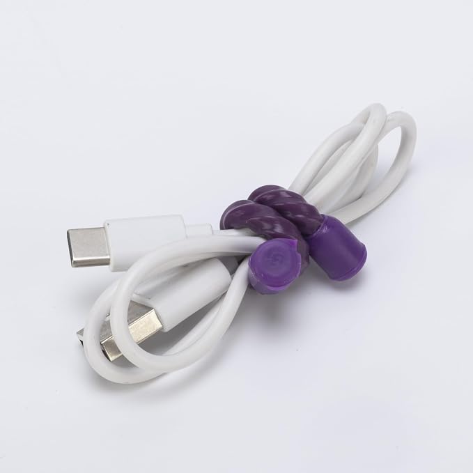 8PCS 4-Inch Silicone Cable Ties, Bendable Rubber Twist Ties, Reusable Twist Ties for Cords, gear ties for Organizing, Bundling (Purple)