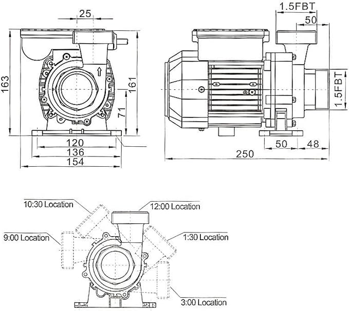 LX WE14 Spa Circulation Pump - 1 Speed - 240V - 1.5"