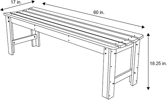 Shine Company Outdoor Wooden Backless Patio Garden Bench, 5 Ft, Black
