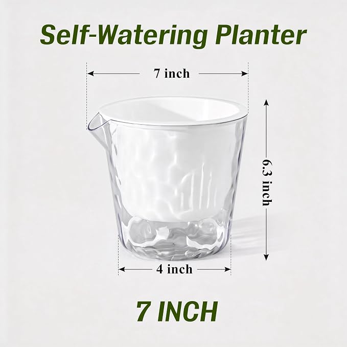 InmeRun Plant Pots Indoor Plastic Flower Pots Outdoor 7 inch Set of 4 Pack with Drainage Holes and Saucers for Garden Pots (self Watering 7in-4p)