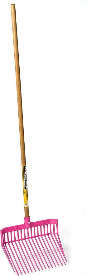 Little Giant® DuraFork Pitch Fork | Manure Fork | Polycarbonate Stable Fork with Angled Tines | Hot Pink