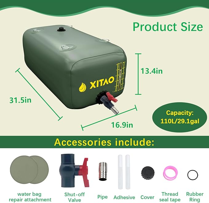 XITAO Water Bladder Storage Containers, Water Tank Foldable Portable Water Storage,Water Storage Bag Containers for RV, Camping, Garden, Irrigation, Drought Resistance, Firefighting