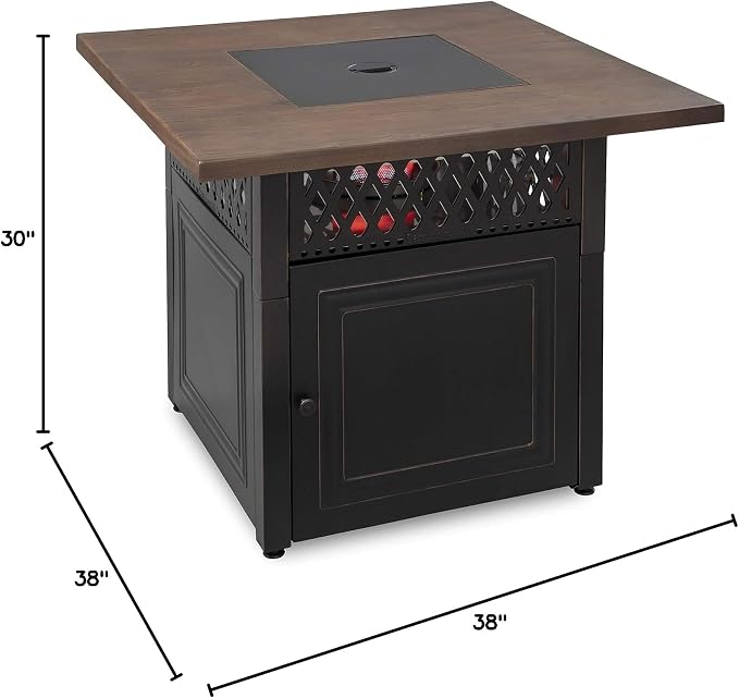 DualHeat by Endless Summer, The Donovan, 38" Square Propane Gas Outdoor Fire Pit Plus Patio Heater