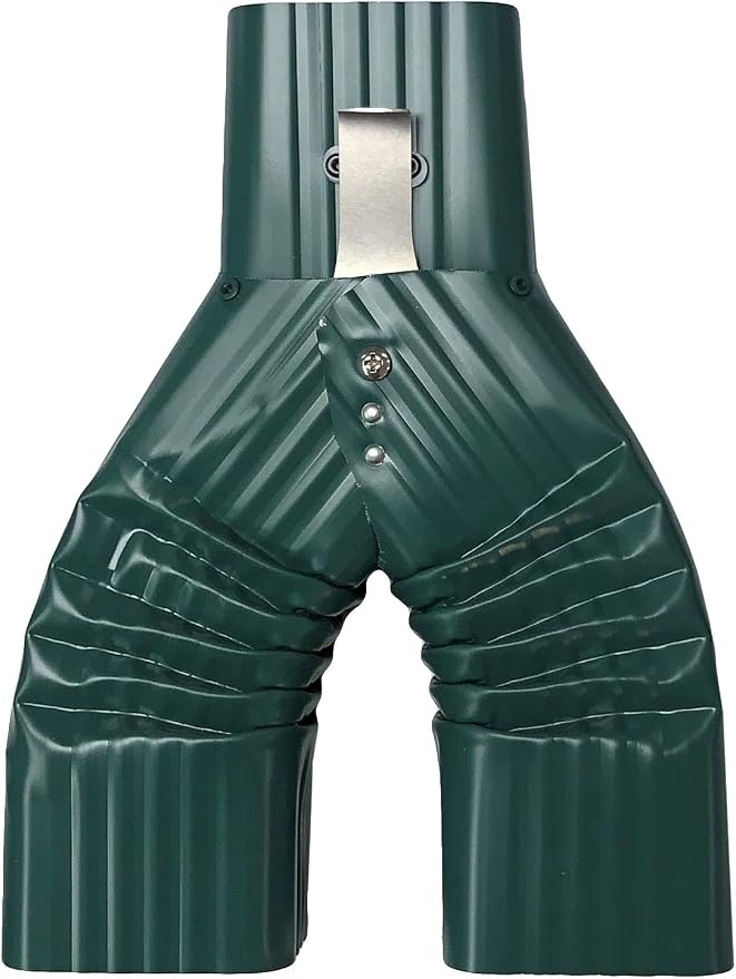 Basic Downspout Diverter for Rain Barrels (2x3), Made in The U.S.A. (Grecian Green)