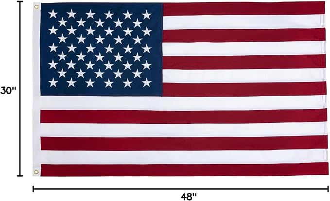 JRED 100% Cotton American Flags for Outside 2.5x4 FT US Flag Heavy Duty Outdoor Fade Resistant Embroidered Stars Sewn Stripes, Brass Grommets
