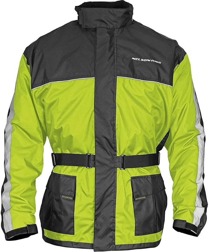 Nelson Rigg Solo Storm Rain Jacket, Waterproof, Breathable, and Packable (Hi-Vis Yellow/Black, X-Large)