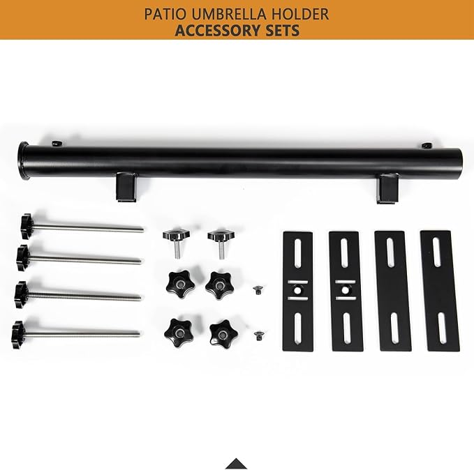 304 Stainless Steel Umbrella Holder for Deck Railing, Heavy-Duty Patio Umbrella Mount, Easy Installation Adjustable Outdoor Umbrellas Base(Post, Black)