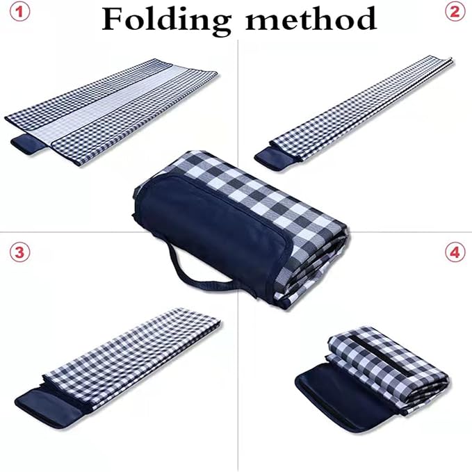 LRUUIDDE Extra Large Picnic Blanket Beach Blankets, Outdoor Foldable Waterproof Sand Mat for Beach Camping Hiking Travel Family Concerts Grass Park Music Festival Lawn Mats (Dark Blue, 80x60inch)